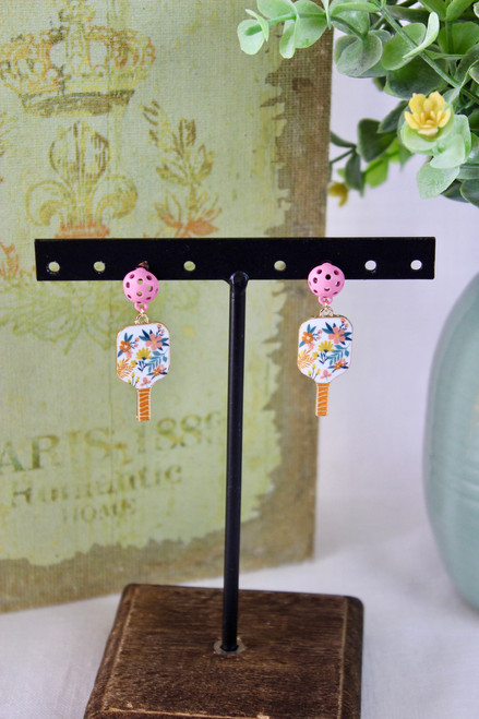 Pickleball Princess Earrings - Floral *FINAL SALE*