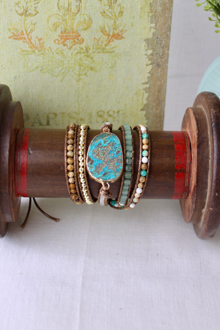 That's A Wrap Bracelet - Turquoise/Imperial Jasper