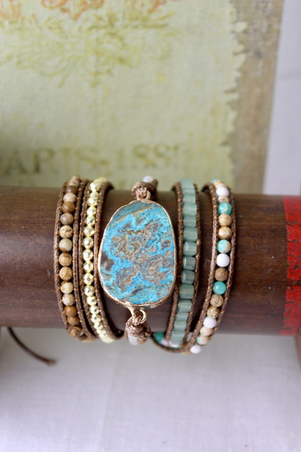 That's A Wrap Bracelet - Turquoise/Imperial Jasper