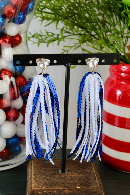 Glitter Up My Americana Earrings - Blue *FINAL SALE*