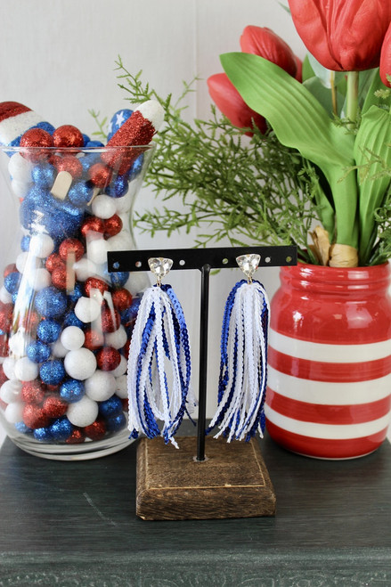 Glitter Up My Americana Earrings - Blue *FINAL SALE*