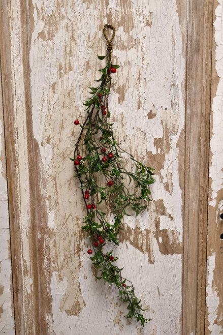Silver Sparkle Green And Red Berry Drip Garland