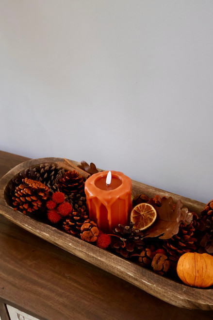 4" Orange 3D Flame Pillar Candle