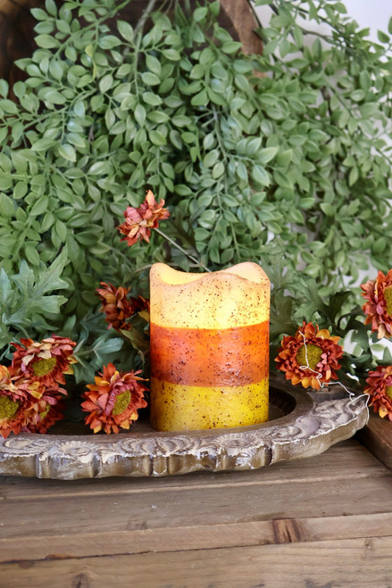 Grungy Candy Corn Timer Pillar - 4"