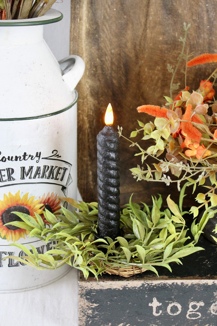 Black Vintage Twist Flicker Flame Taper Candle - 6.25" Black Vintage Twist Flicker Flame Taper Candle - 6.25"