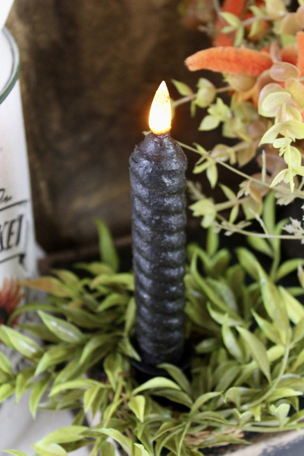Black Vintage Twist Flicker Flame Taper Candle - 6.25" Black Vintage Twist Flicker Flame Taper Candle - 6.25"