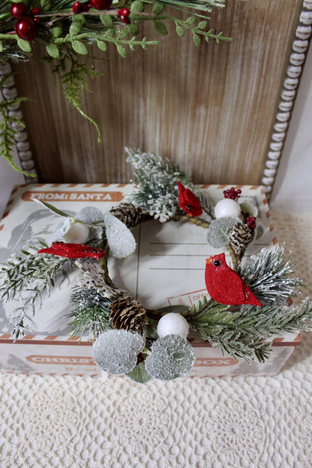 4.5" Candle Ring - Cardinal And Pine