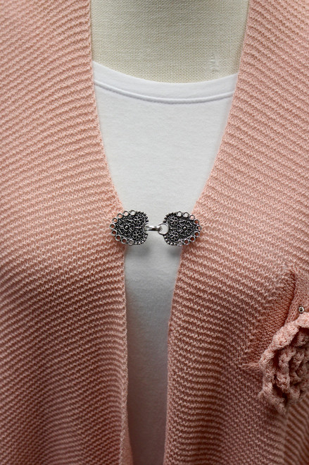 THEREDTHREAD S clip cardigan cropped Double Chain Sweater Guard
