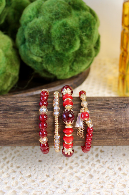 Roll With It Bracelet Set - Red