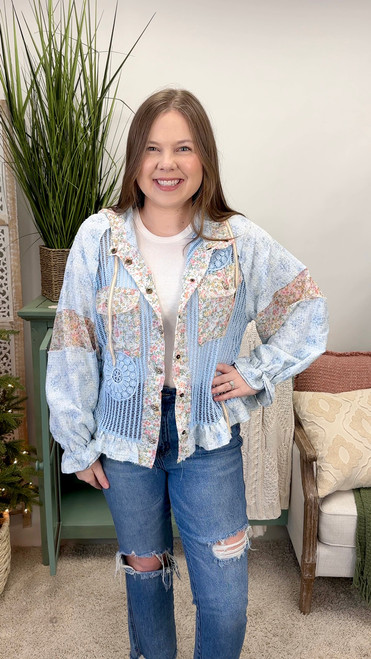 Sunday Brunch Jacket Top - Blue