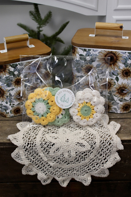 Colored Crochet Flower Doilies - Pack Of 6