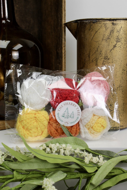 Assorted Peony Crochet Flowers - Pack Of 6