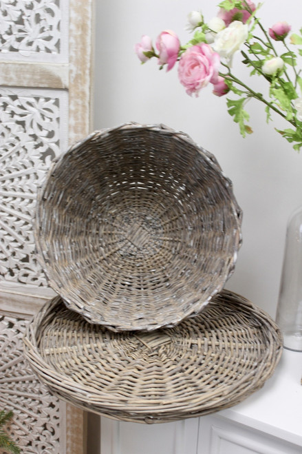 Wicker Serving Tray With Dome Cover
