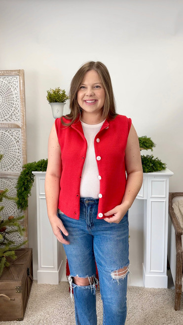 Shade To Sunshine Sweater Vest - Red