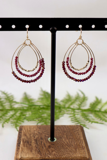 All The Cheer Earrings - Burgundy