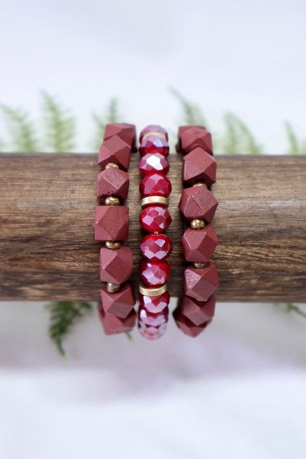 Crimson Rhythm Bracelet Set