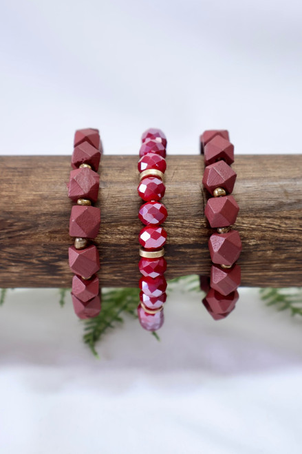 Crimson Rhythm Bracelet Set