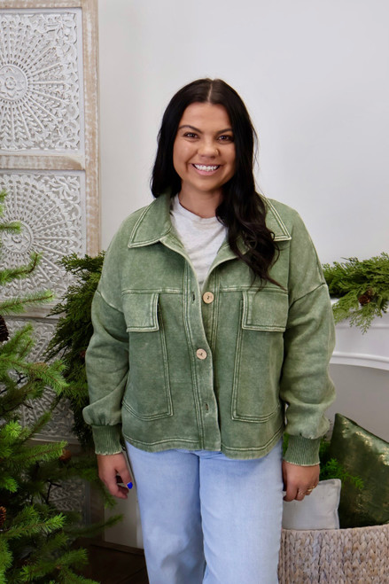 Backroads And Bonfires Jacket - Olive