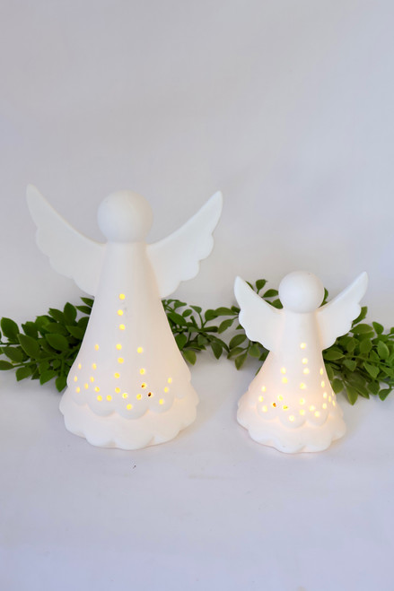 Ceramic Angel Set - LED Table Decor