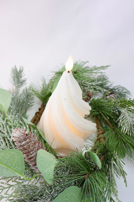 White Twisted LED Tree Candle
