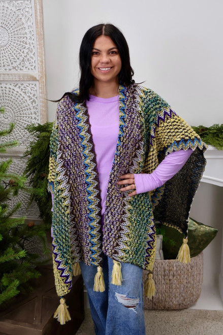 Mix It Up Poncho - Yellow/Purple/Green
