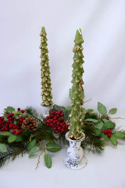Tree Shaped Taper Candles With Gold Tips