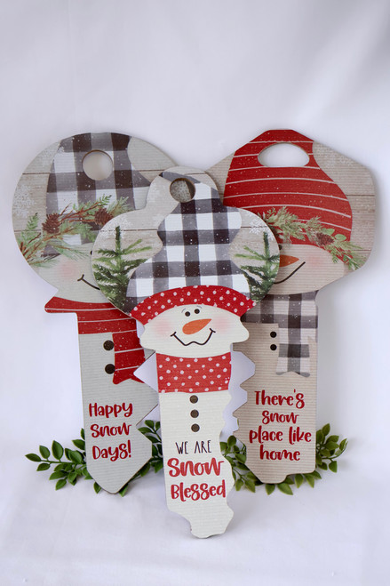 Snow Blessed Snowman Key Sign - 3 Assorted