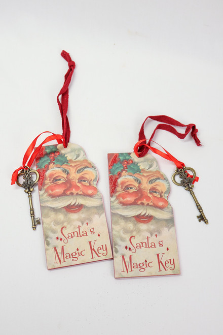 Set Of 2 - Santa's Magic Key Vintage Ornament