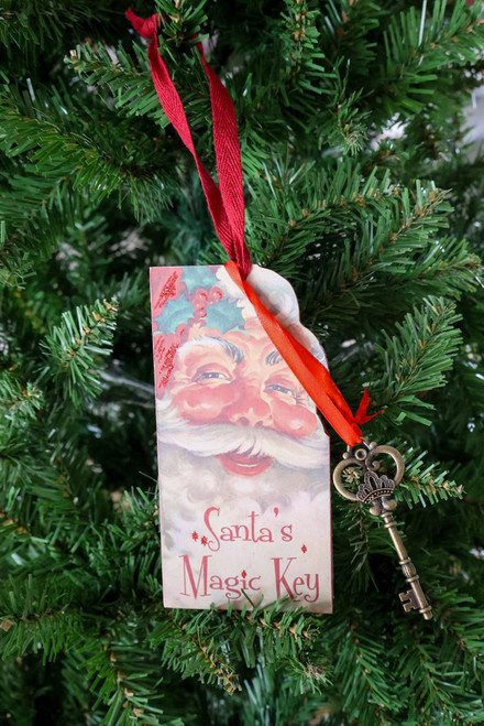 Set Of 2 - Santa's Magic Key Vintage Ornament