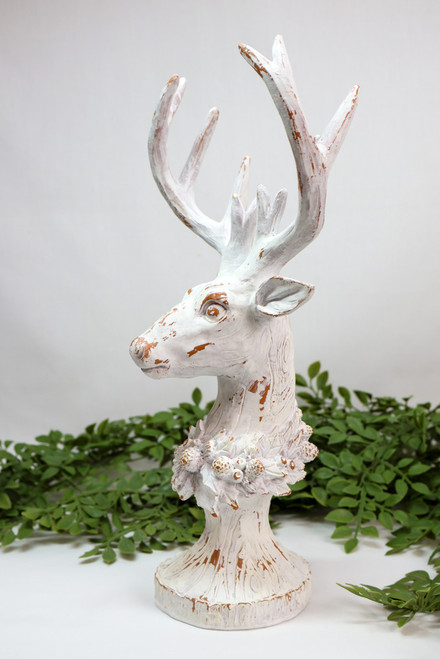 Whitewashed Deer Head Stand