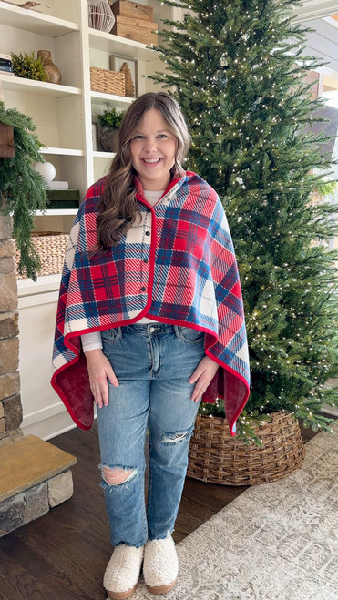 Mountain Hearth Blanket Shawl - Red *FINAL SALE*