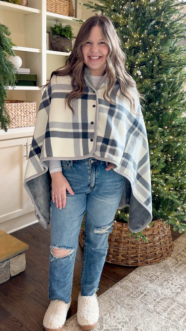 Mountain Hearth Blanket Shawl - Gray *FINAL SALE*