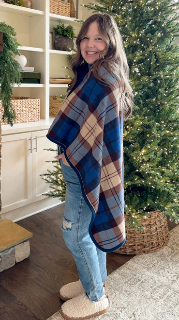 Mountain Hearth Blanket Shawl - Blue *FINAL SALE*