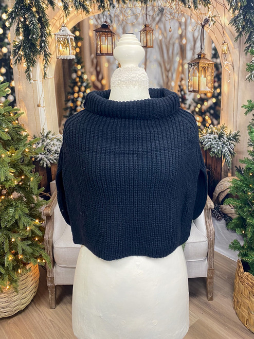 Cozy Layers Poncho Scarf  - Black *FINAL SALE*