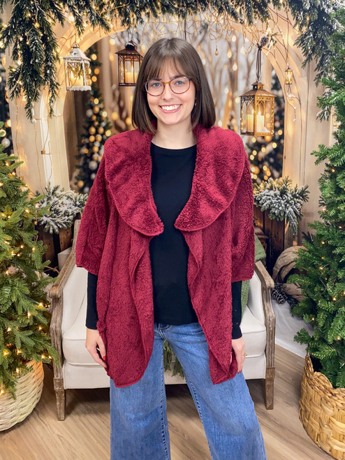 Soft As A Whisper Poncho - Burgundy *FINAL SALE*