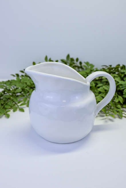 Small White Stoneware Pitcher