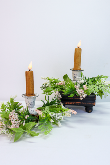 Mini Buds Candle Ring - Pink and White - Set Of 2