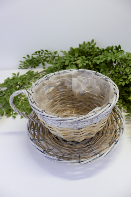 Gray Willow Cup and Saucer - Planter