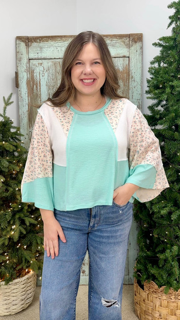 Holding Onto Spring Top - Blue