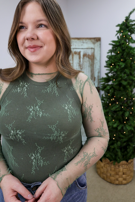 Lovely Day Lace Top - Sage