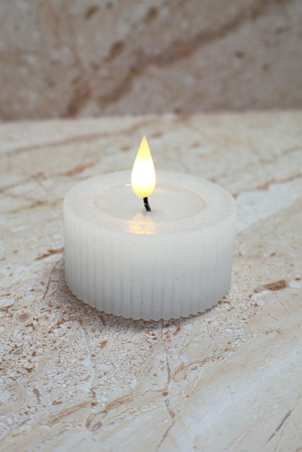 Set of 2 - Ridged White Votive LED Candle