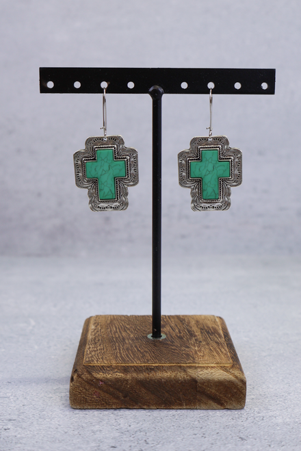 Silver Spur Cross Earrings