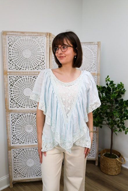 Delicate As Ever Top - Blue