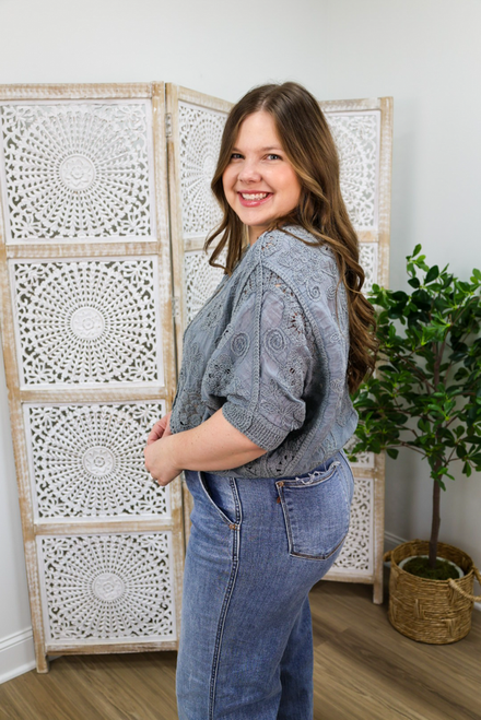 Crochet Cutie Top - Blue Gray