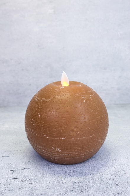 Rustic Brown Round Moving Flame Candle