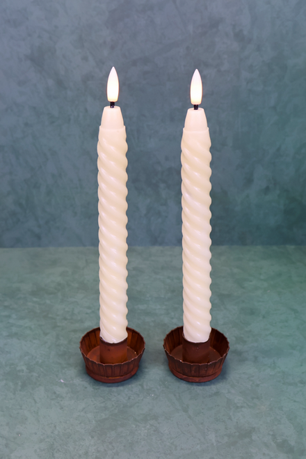 Ivory Twist Timer Tapers - Set of 2