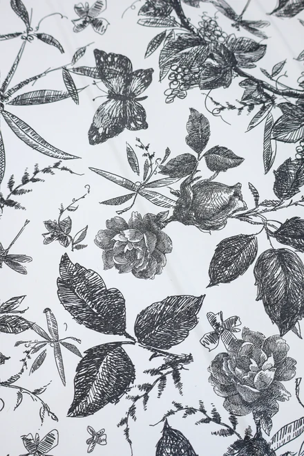 Set Of 2 Black Floral Print Adhesive Wallpaper