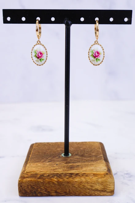 Painted In Porcelain Earrings - Pink