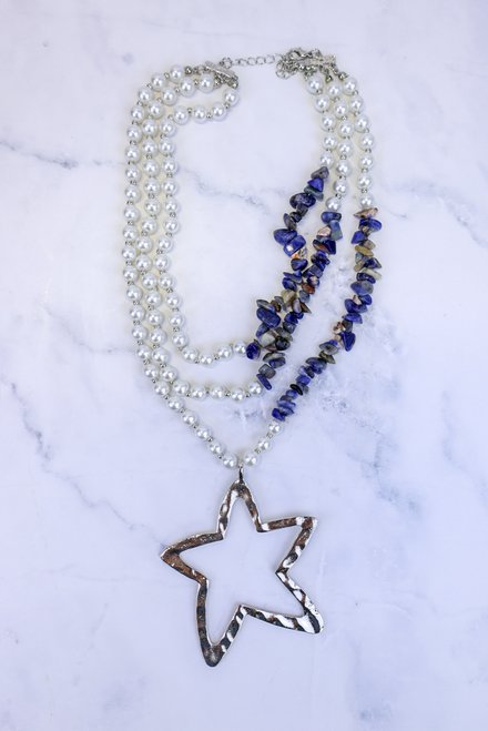 Star Of The Show Necklace - Blue