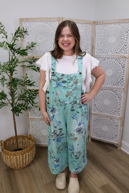 Love Me Not Overalls - Mint Blue